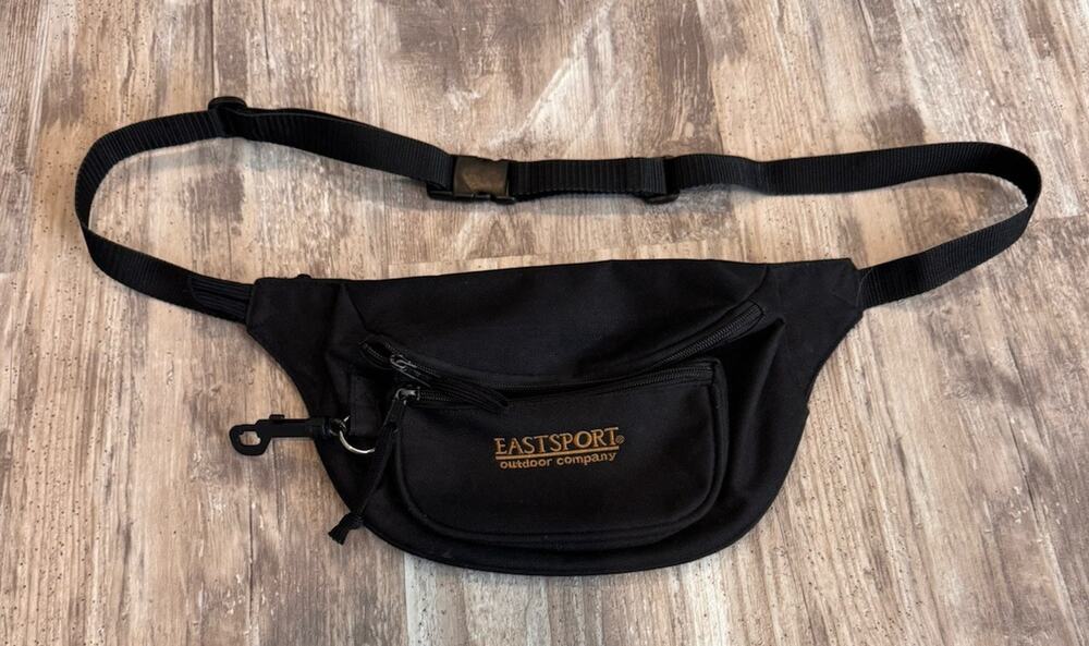 Vintage EastSport Fanny Pack Black Zip Waist Bag Crossbody